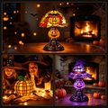 Halloween Stained Glass Light Collection – Pumpkin, Witch Hat & Lamp Set