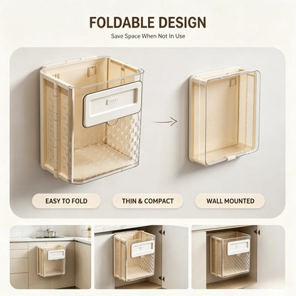 🏠 Small space savior! Folds into an "ultra-thin sheet" in 1 second. This wall-mounted bin keeps countertops neat forever✨