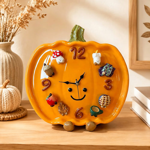 🍂 Bring autumn and smiles into your home. This handmade pumpkin clock isn't just a timepiece; it's your daily "emotional support buddy"✨