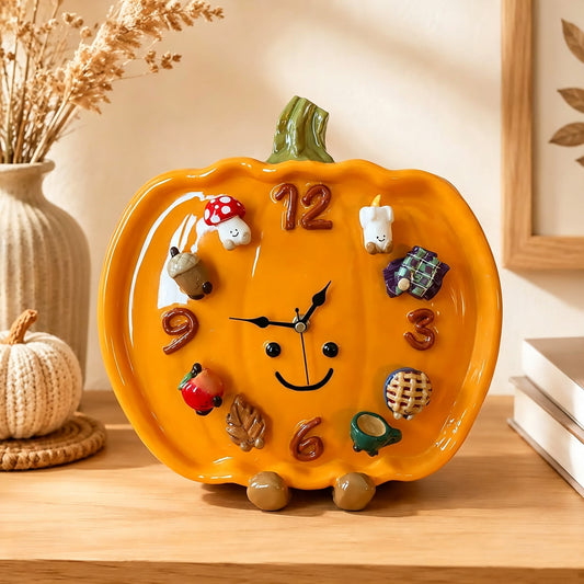 🍂 Bring autumn and smiles into your home. This handmade pumpkin clock isn't just a timepiece; it's your daily "emotional support buddy"✨