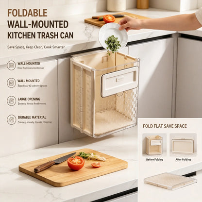 🏠 Small space savior! Folds into an "ultra-thin sheet" in 1 second. This wall-mounted bin keeps countertops neat forever✨