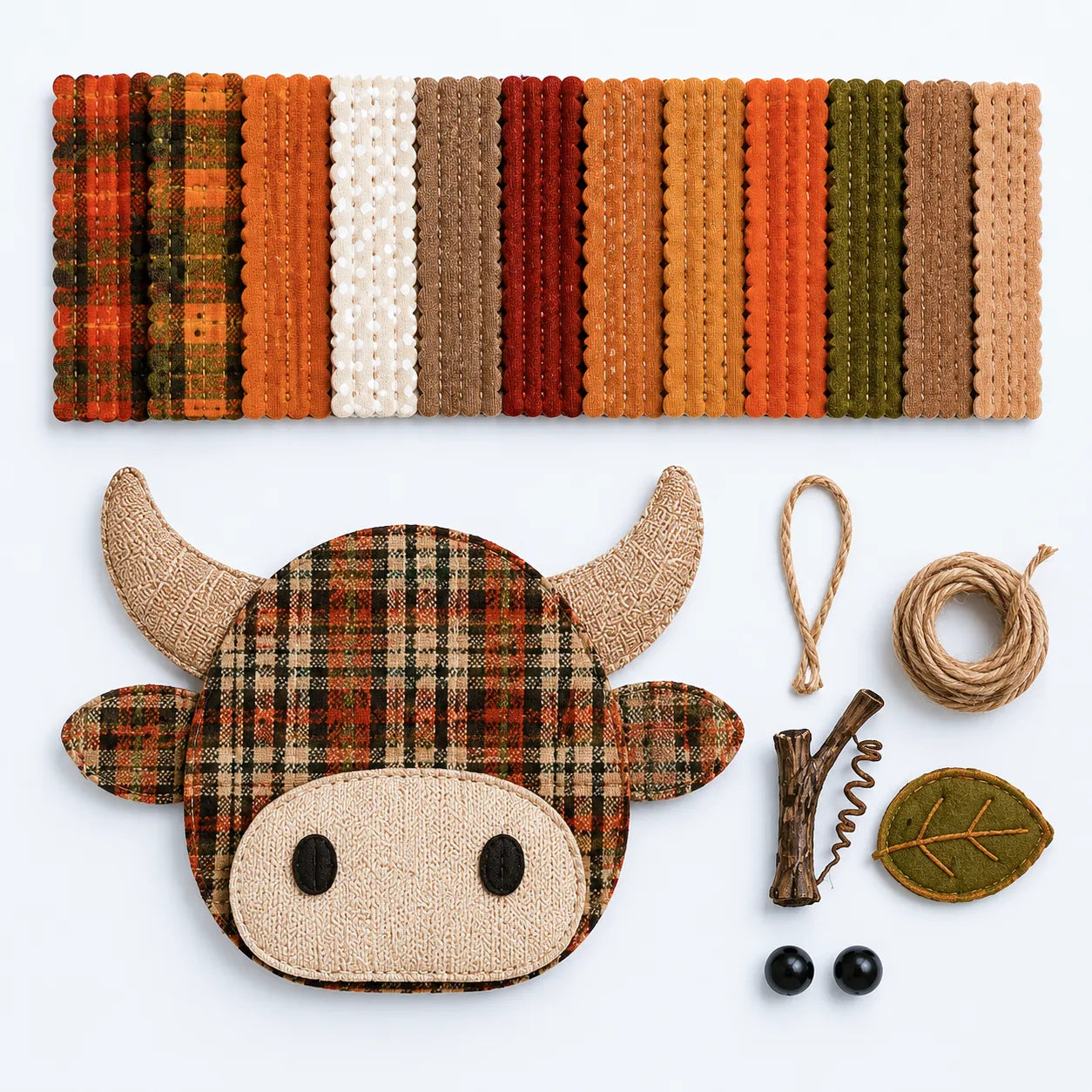 Autumn Highland Cow Pumpkin 3D Fabric Diy Kit