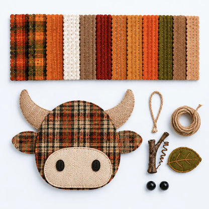 Autumn Highland Cow Pumpkin 3D Fabric Diy Kit