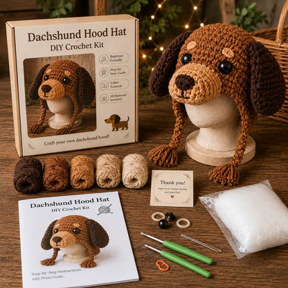 🐮 Animal Hood Hat DIY Crochet Kit