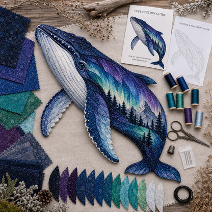 🌌 Beginner-Friendly Northern Lights Wildlife DIY Patchwork Kit | Complete Kit with All Tools & Step-by-Step Guide Included 💕