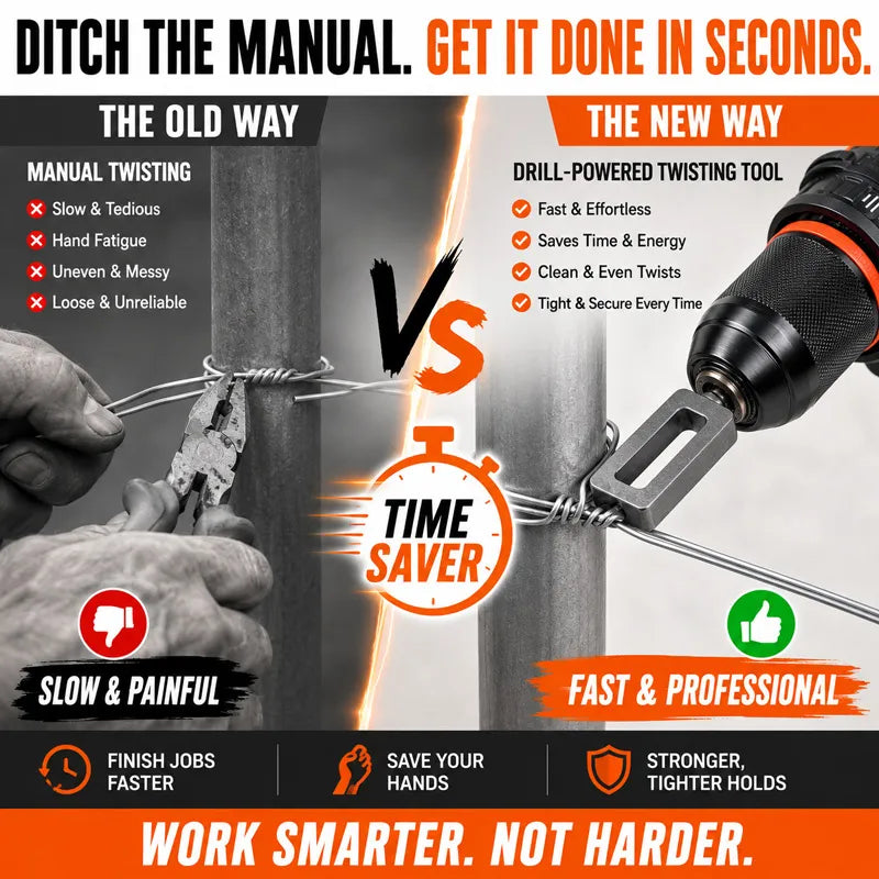 🧰 Steel Wire Twisting Tool for Drill- Fast Tightening & Auto Trimming Wire Twist Attachment