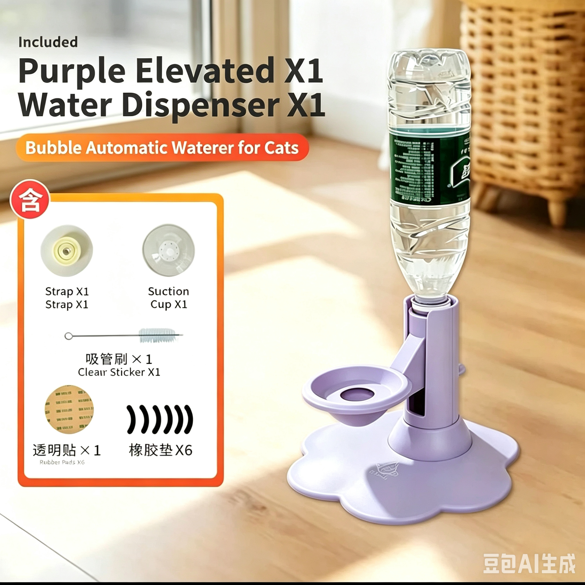 Gravity Cat Water Dispenser Stand - Spill-Proof