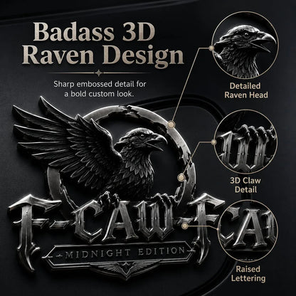 🦅 F-CAW-F Midnight Edition Metal Emblem - Premium Raven Badge For Drivers With Attitude