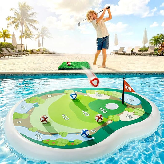 Kids Inflatable Golf Pool Toys Fun Swimming Pool Game Floating Water Chipping Green W/Sticky Balls Yard Summer Party Birthday Gift