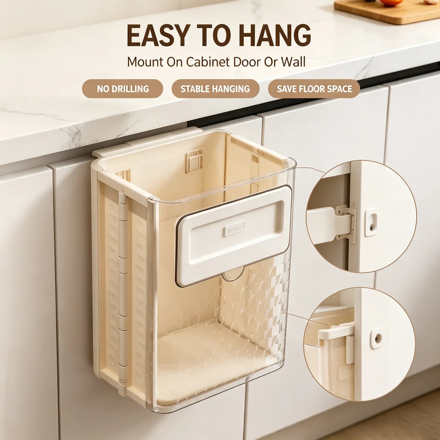 🏠 Small space savior! Folds into an "ultra-thin sheet" in 1 second. This wall-mounted bin keeps countertops neat forever✨