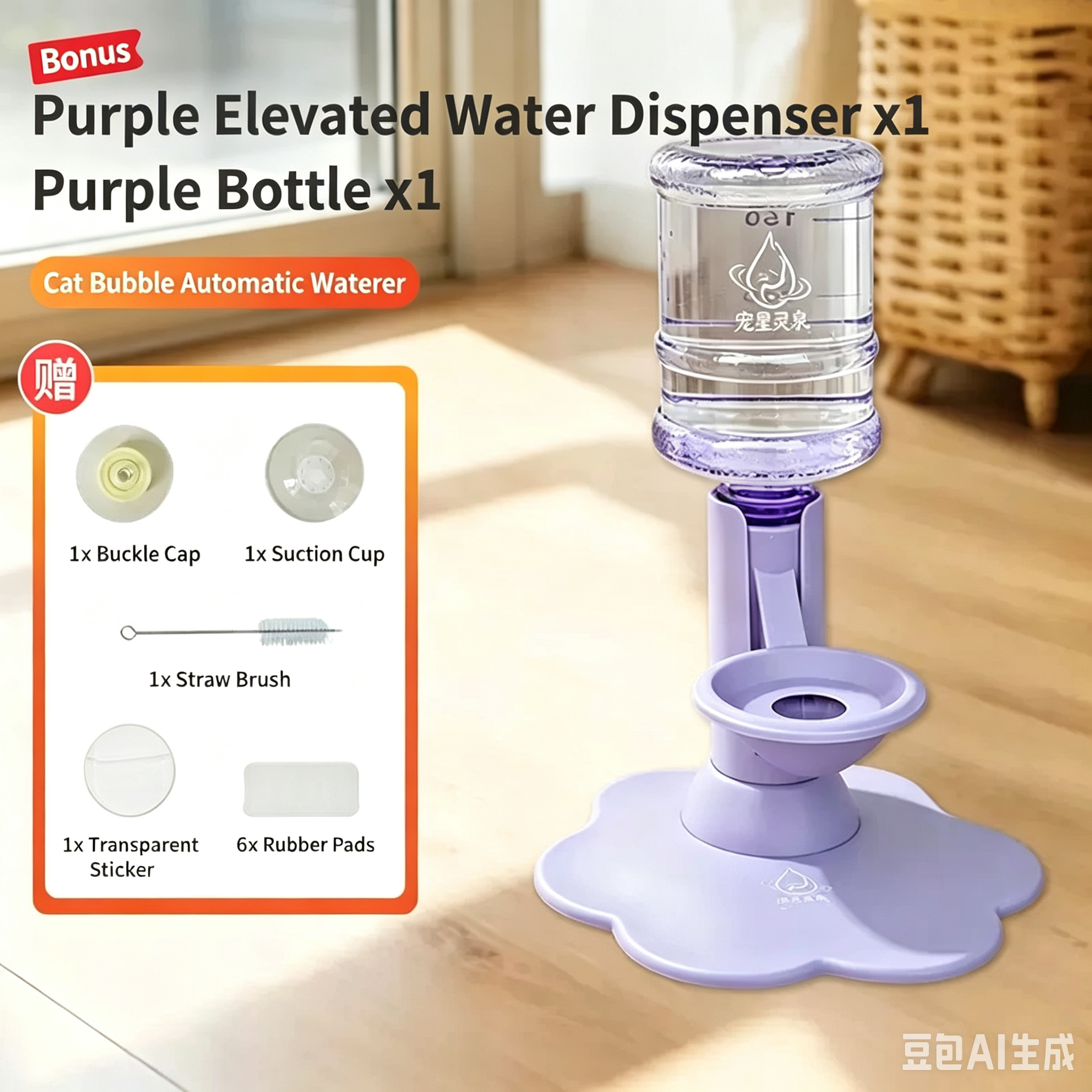 Gravity Cat Water Dispenser Stand - Spill-Proof
