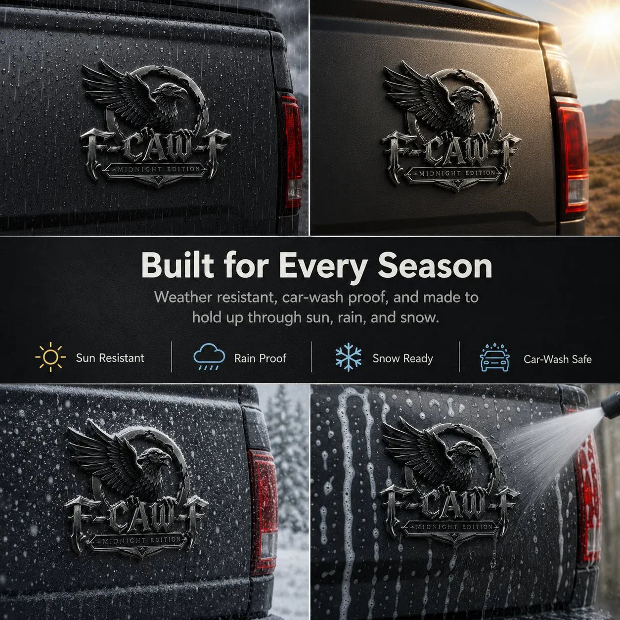🦅 F-CAW-F Midnight Edition Metal Emblem - Premium Raven Badge For Drivers With Attitude