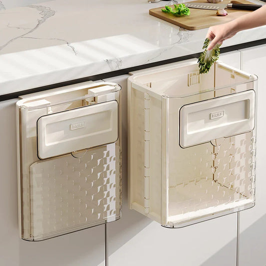 🏠 Small space savior! Folds into an "ultra-thin sheet" in 1 second. This wall-mounted bin keeps countertops neat forever✨