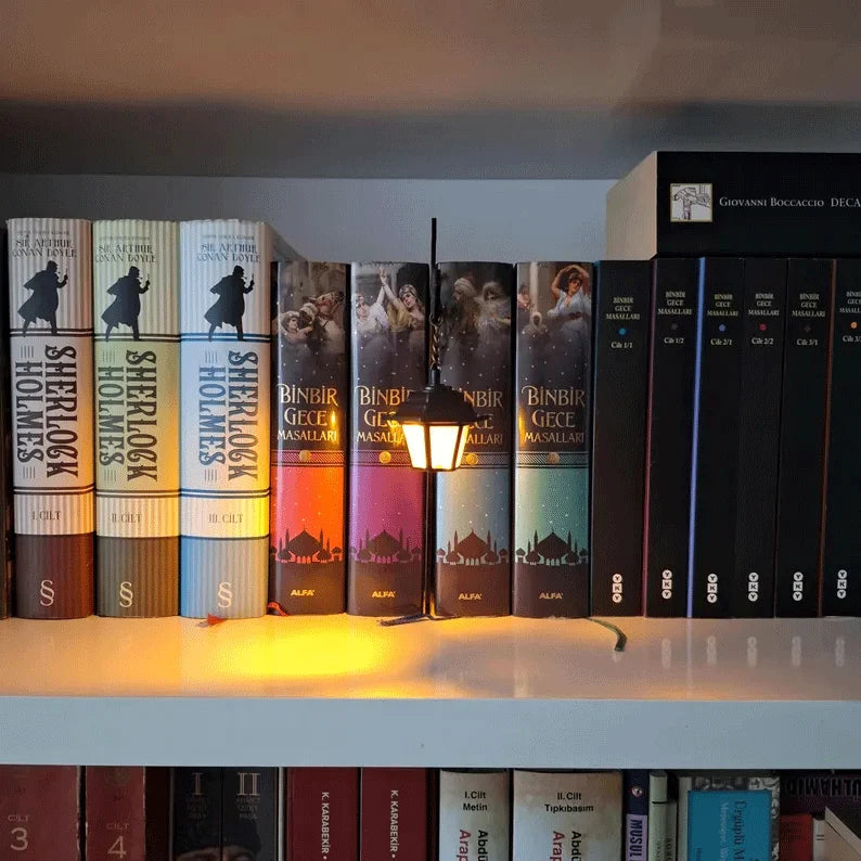 Mini Library Lantern Bookshelf Light Vintage Shelf Decor for Reading Nooks Book Lovers