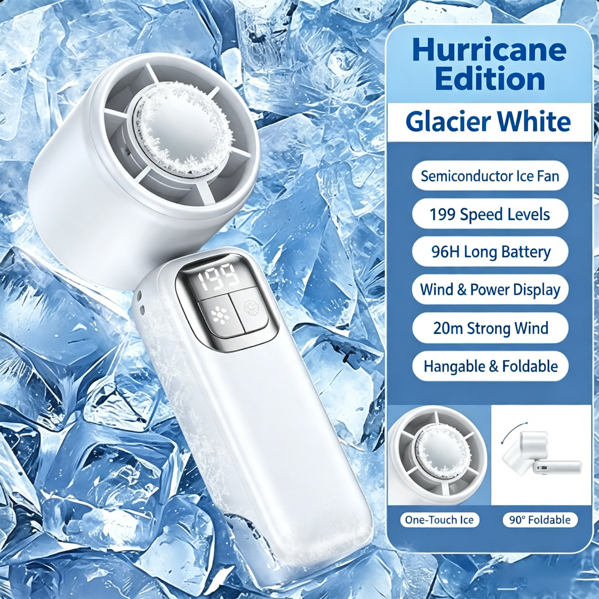 🔥 Summer Hot Sale 📢⚡ 50K+ SOLD! ❄ Foldable Handheld Cooling Fan with LED Display