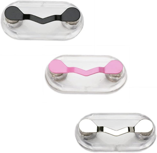 3 Pack Magnetic Eye Glasses Sunglasses Holder ID badges Hang headphone Clip Brooch ( Black / Silver / Pink one of each)