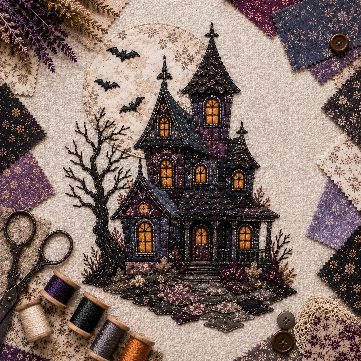 🎃 Halloween Patchwork Scrap Fabric DIY Kit
