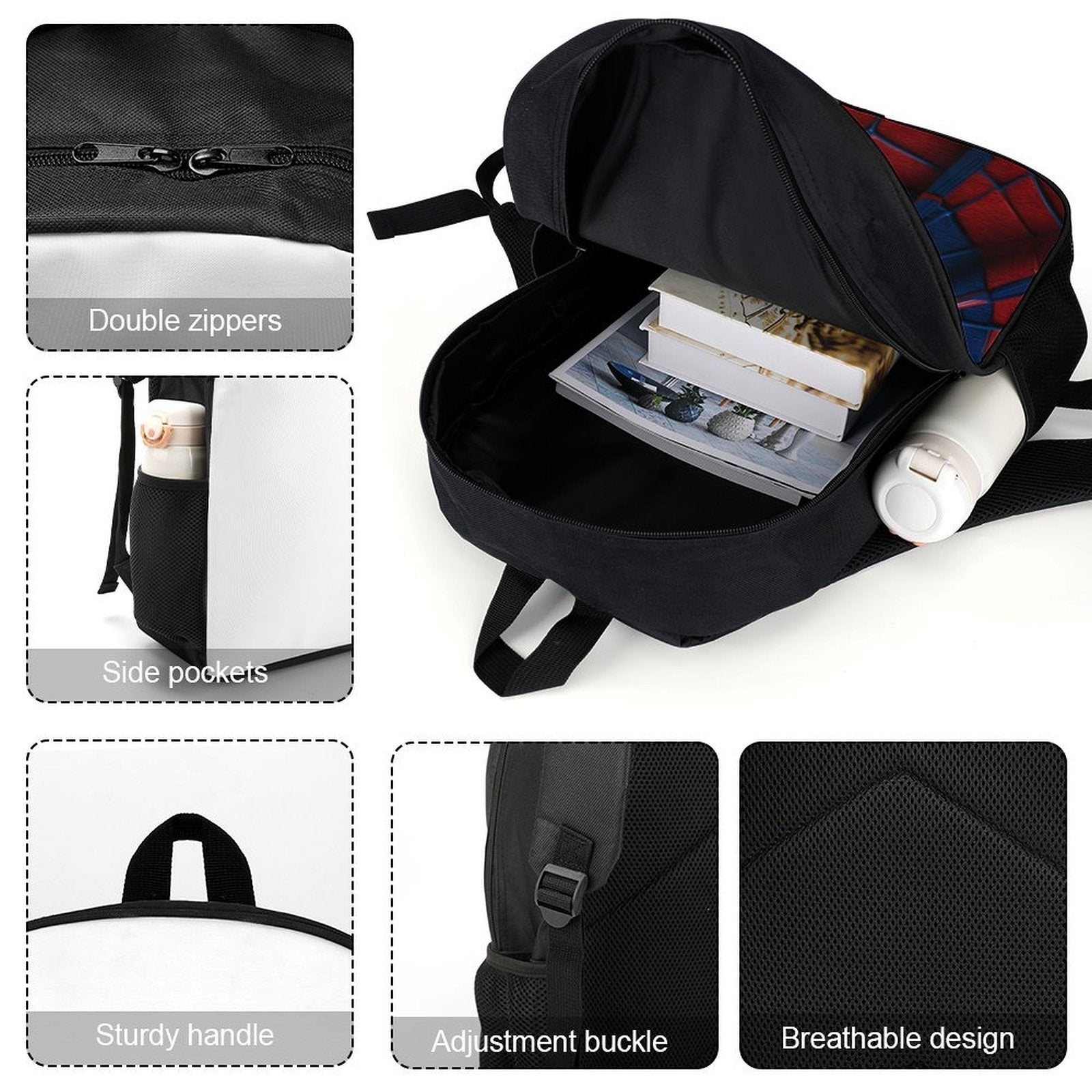 Kids Superhero Spider-Web Backpack Set with Lunch Bag & Pencil Case