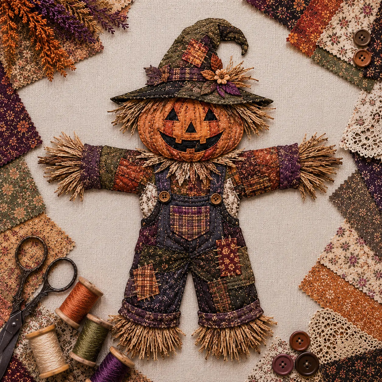 🎃 Halloween Patchwork Scrap Fabric DIY Kit
