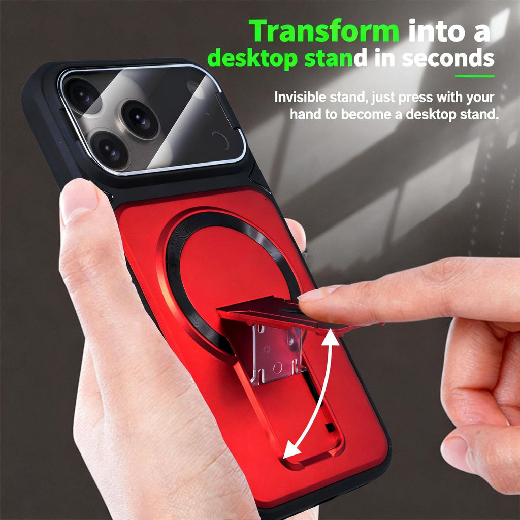 MagSafe Magnetic Case with Camera Lens Cover & Invisible Stand for iPhone