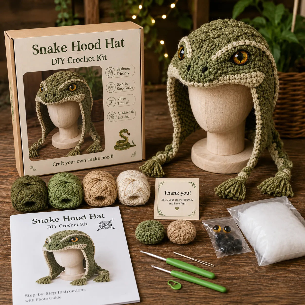 🐮 Animal Hood Hat DIY Crochet Kit