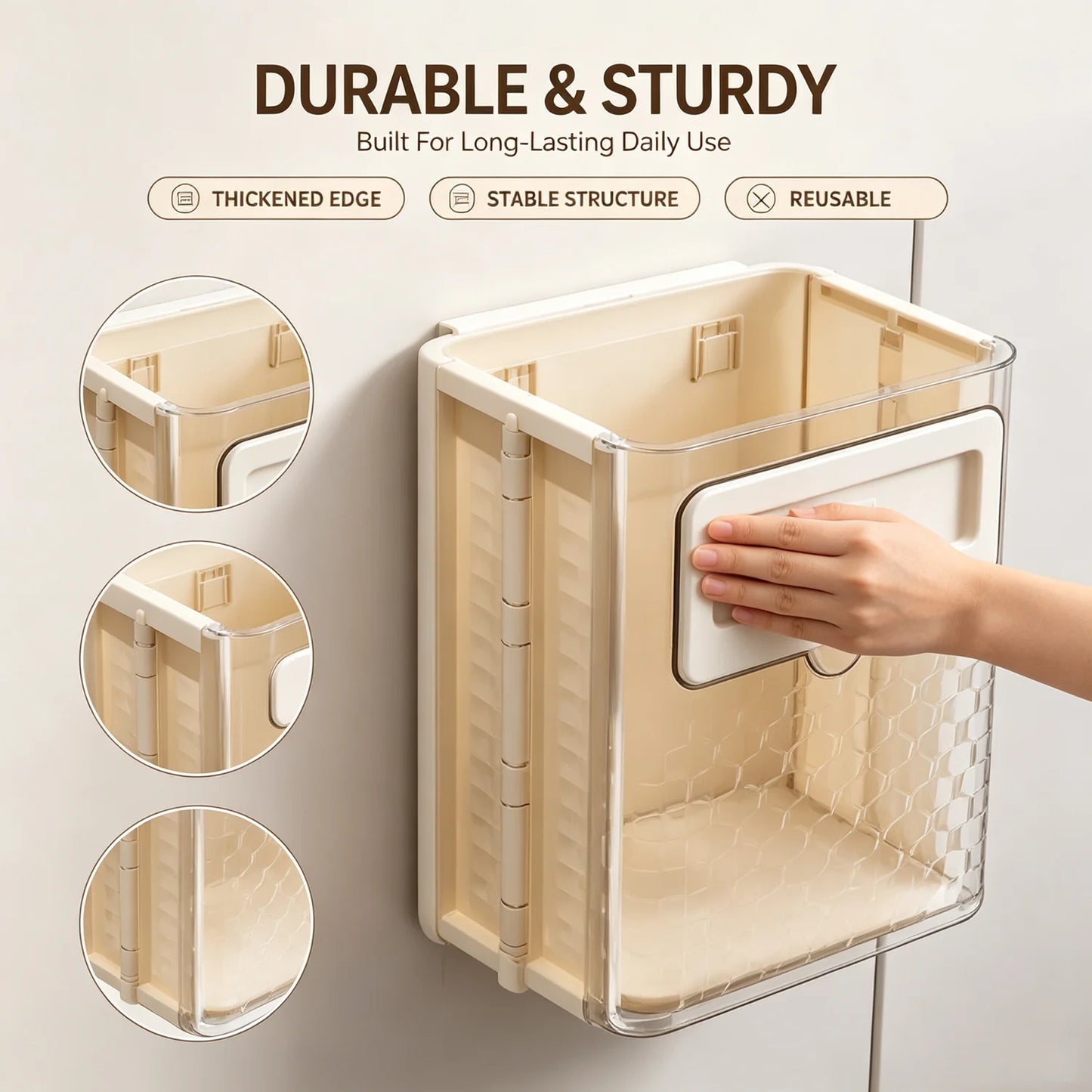 🏠 Small space savior! Folds into an "ultra-thin sheet" in 1 second. This wall-mounted bin keeps countertops neat forever✨
