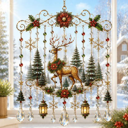 🔥🦌🎄Handmade Christmas Stained Glass Window Hanging | ✨Bring Christmas Magic Home