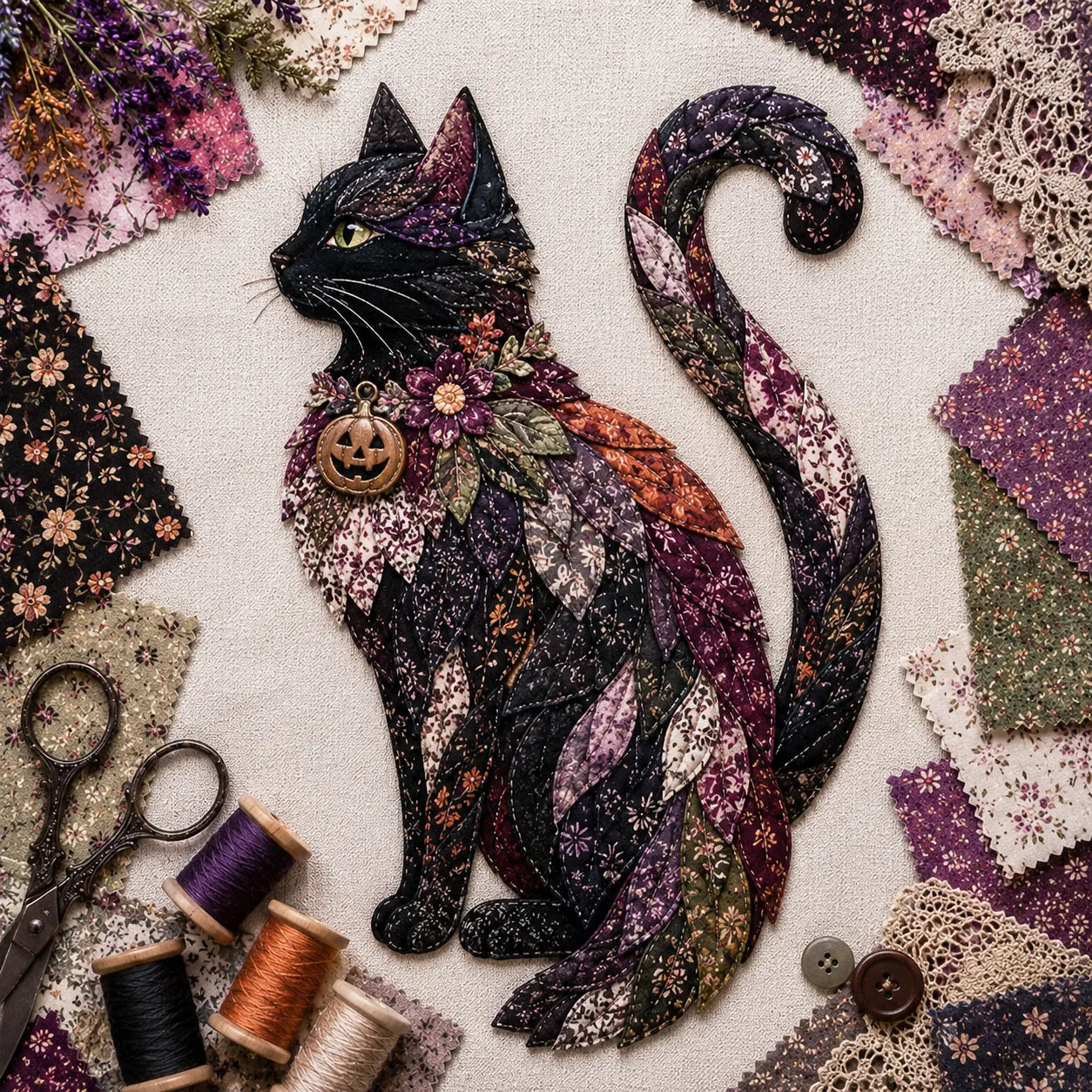 🎃 Halloween Patchwork Scrap Fabric DIY Kit