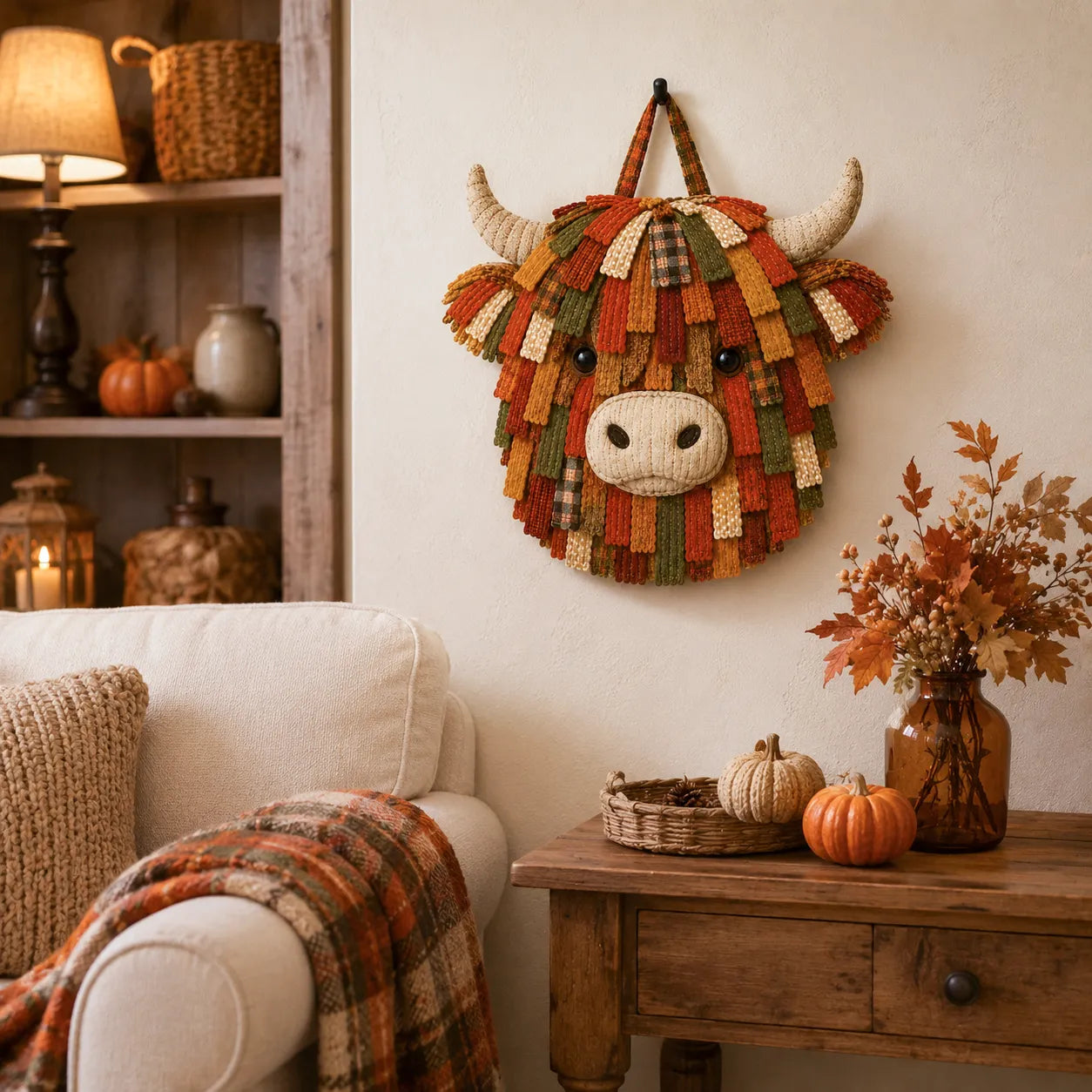 Autumn Highland Cow Pumpkin 3D Fabric Diy Kit