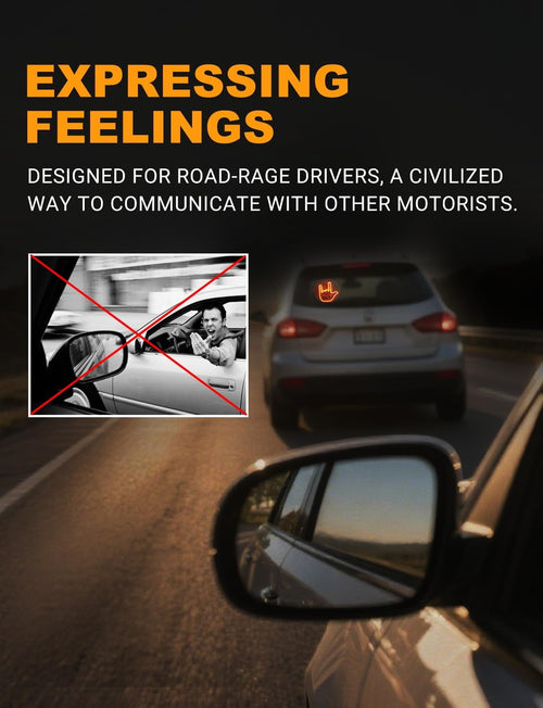 Car Finger Light with Remote, Hand Gesture Amber LED Light - 14 Modes for Road Rage Warning Signs Ideal Car Accessory