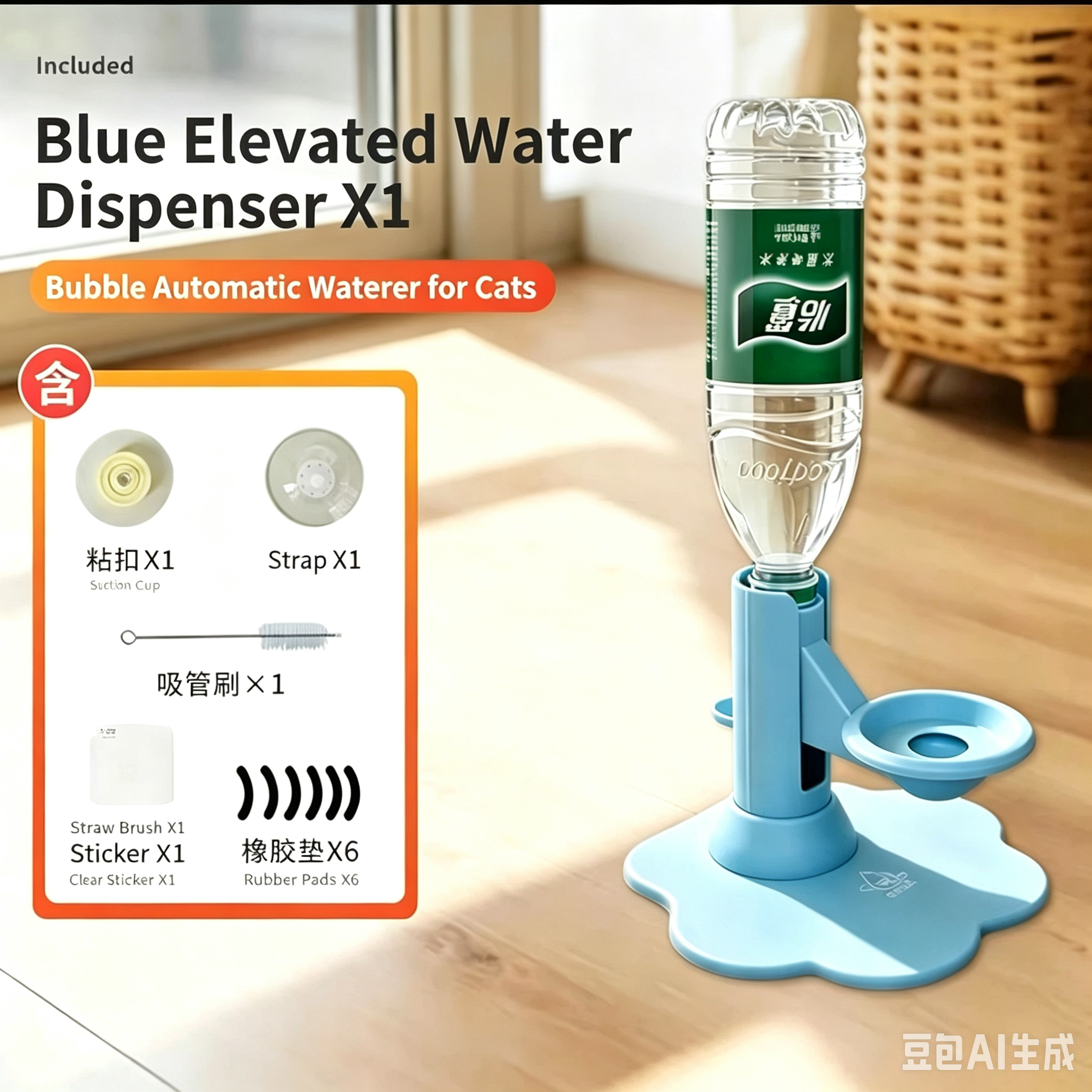 Gravity Cat Water Dispenser Stand - Spill-Proof