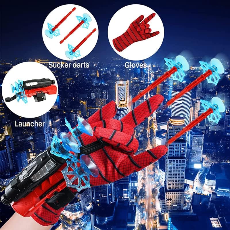 Spider Gloves Man Web Shooter Toy, Spider Kids Plastic Superhero Launcher Glove Hero Movie Launcher with Wrist Toy Set, Medium