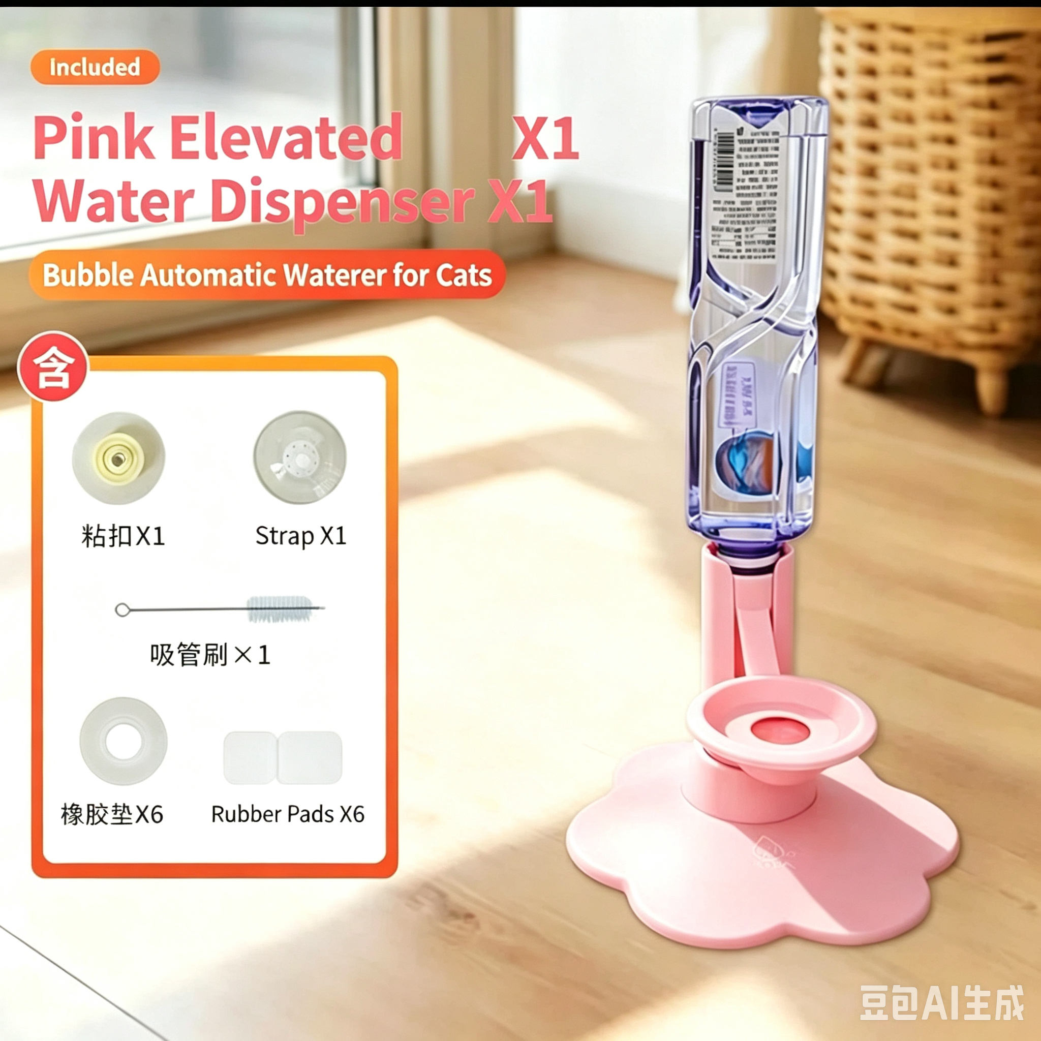Gravity Cat Water Dispenser Stand - Spill-Proof