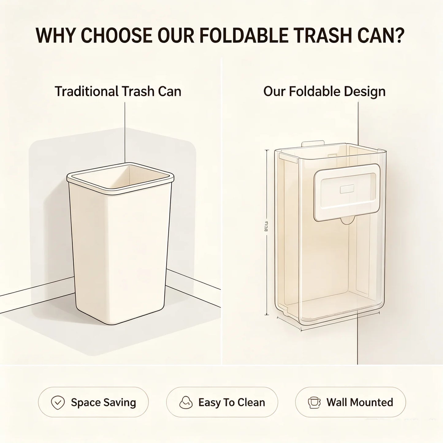 🏠 Small space savior! Folds into an "ultra-thin sheet" in 1 second. This wall-mounted bin keeps countertops neat forever✨