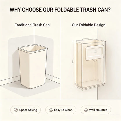 🏠 Small space savior! Folds into an "ultra-thin sheet" in 1 second. This wall-mounted bin keeps countertops neat forever✨