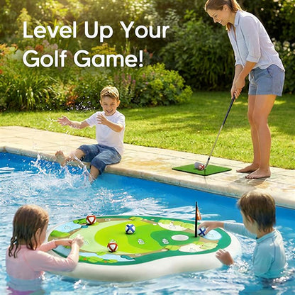 Kids Inflatable Golf Pool Toys Fun Swimming Pool Game Floating Water Chipping Green W/Sticky Balls Yard Summer Party Birthday Gift
