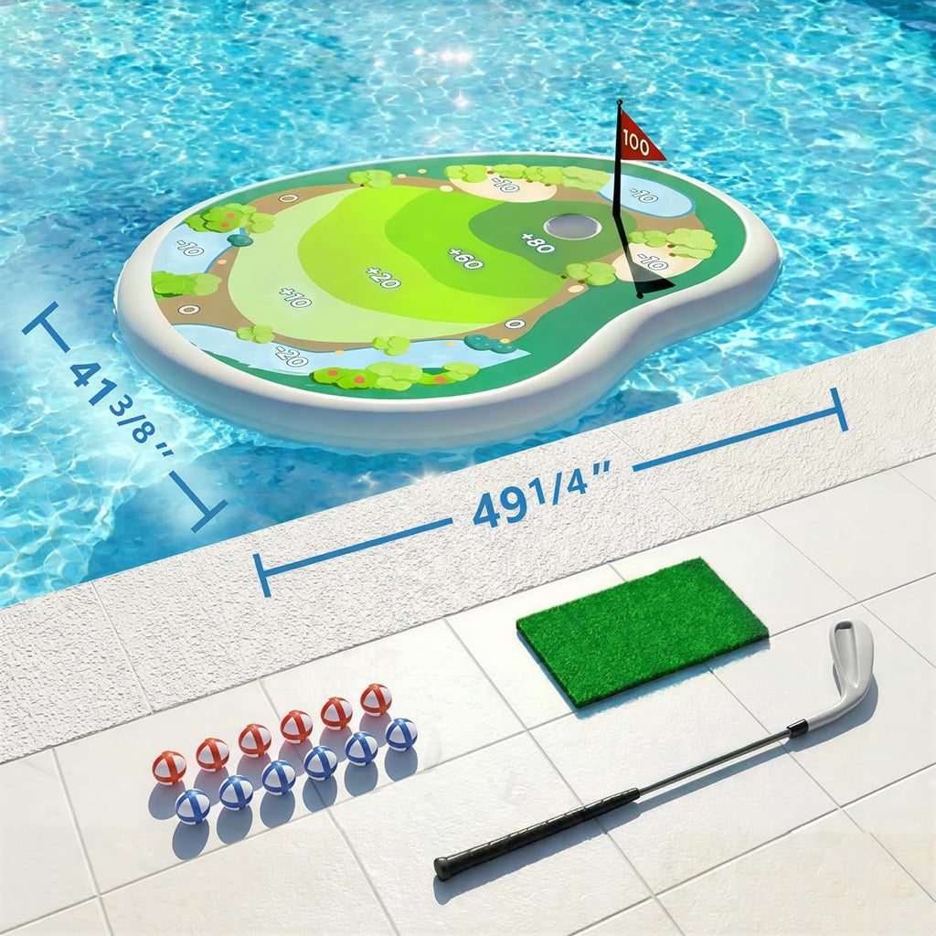 Kids Inflatable Golf Pool Toys Fun Swimming Pool Game Floating Water Chipping Green W/Sticky Balls Yard Summer Party Birthday Gift