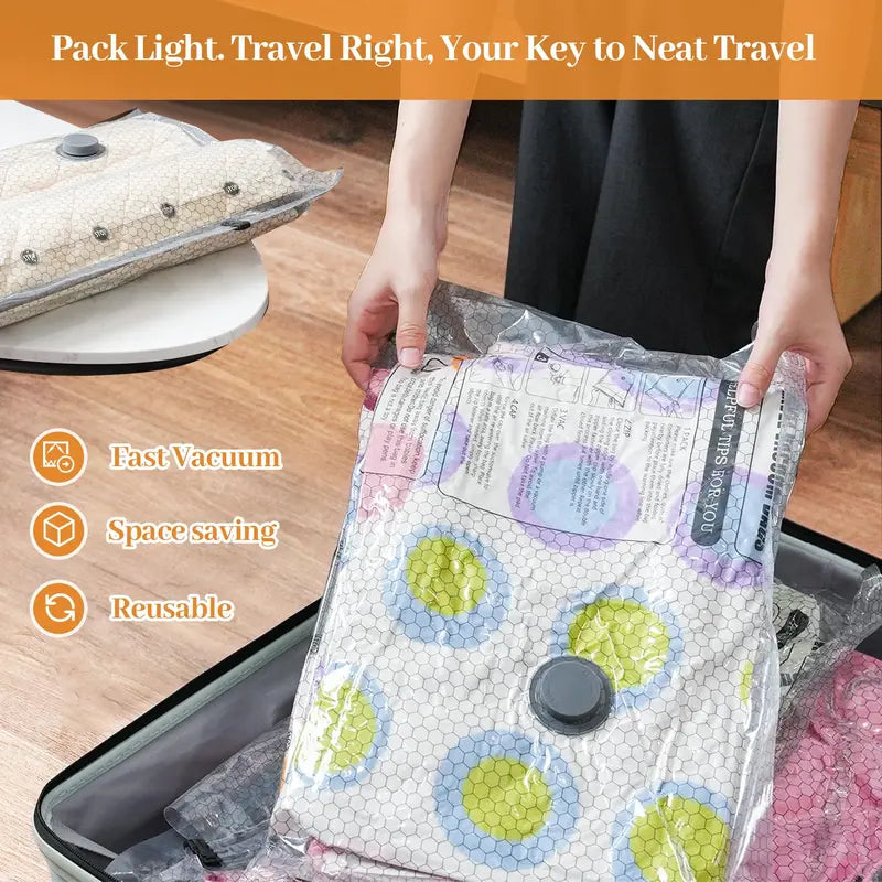 ✈️ The secret behind travel bloggers' suitcases! One pump with vacuum bags packs double the clothes for lightweight, overweight-free trips🧳
