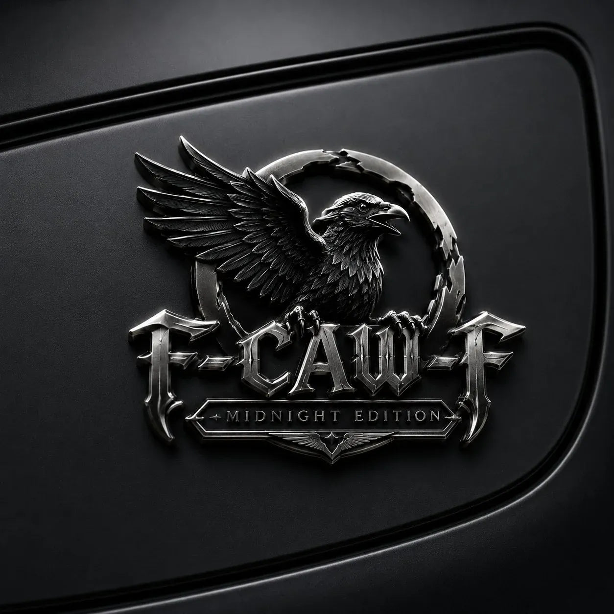 🦅 F-CAW-F Midnight Edition Metal Emblem - Premium Raven Badge For Drivers With Attitude