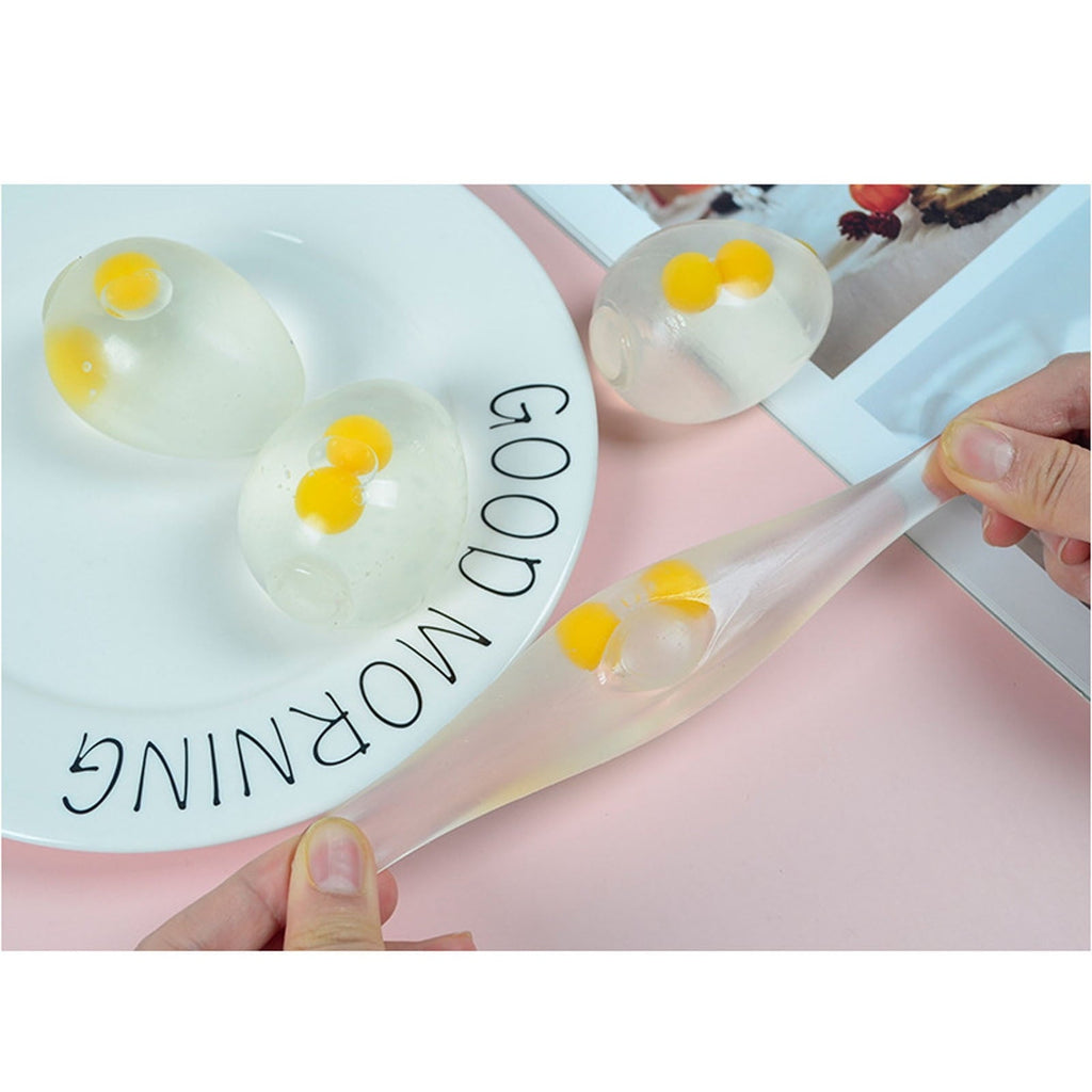 3 Pack Double Yolk Egg Squishy Stress Relief Toys, Transparent Food Shaped Fidget Toys, Slow Rebound Egg Squeeze Toys for Anxiety Relief, Desk Toys, Sensory Play Gifts