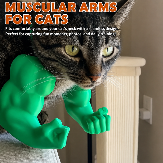 Muscle Cat Neck and Arm Accessory, 3D Printed Creative Giant Arms, Funny Cat Strong Arm Costume, Cat Muscle Arm Pet Cosplay Accessory, Easy to Put On and Take Off, for Halloween, Birthday Parties, Photo Shoots, Pet Prop Hanging Arms