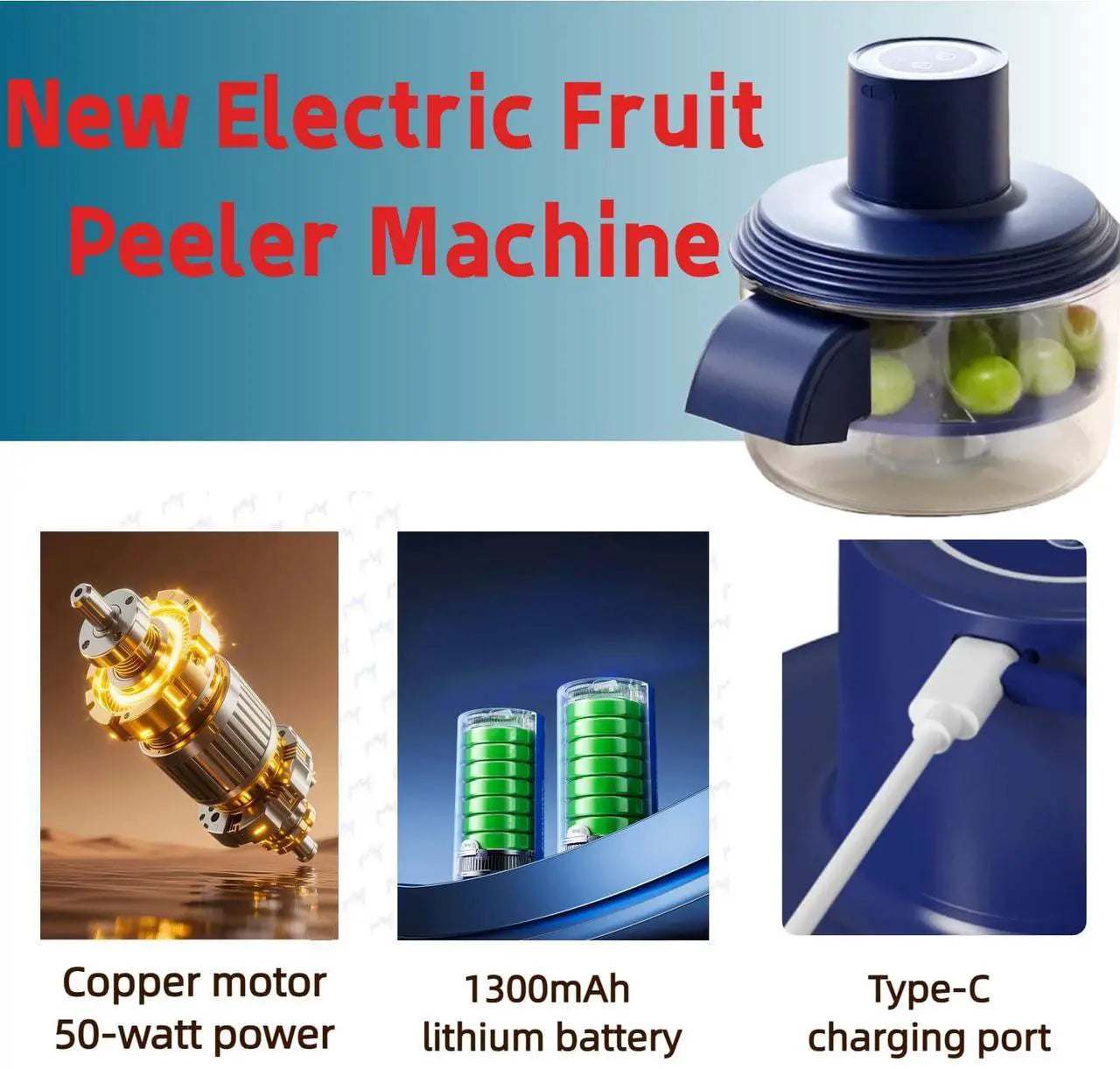 Automatic Grape Peeler Machine, Rechargeable Fruit and Vegetable Automatic Peeler, 20s Fast Peeling Machine for Small Fruits, Effortless Peeling for Home Kitchen