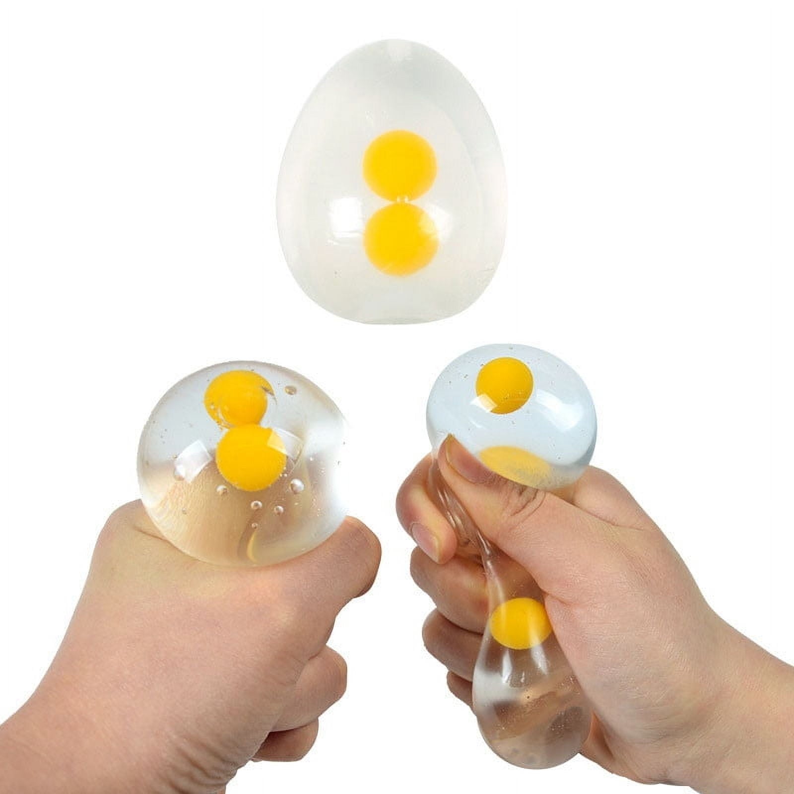 3 Pack Double Yolk Egg Squishy Stress Relief Toys, Transparent Food Shaped Fidget Toys, Slow Rebound Egg Squeeze Toys for Anxiety Relief, Desk Toys, Sensory Play Gifts