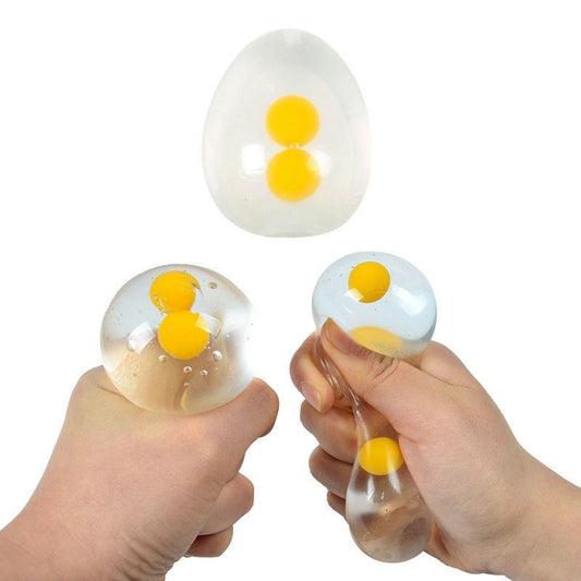 3 Pack Double Yolk Egg Squishy Stress Relief Toys, Transparent Food Shaped Fidget Toys, Slow Rebound Egg Squeeze Toys for Anxiety Relief, Desk Toys, Sensory Play Gifts