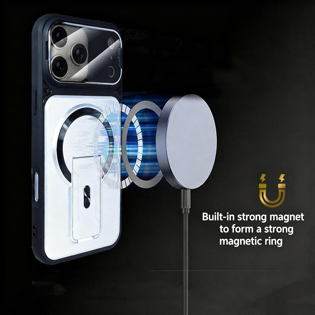MagSafe Magnetic Case with Camera Lens Cover & Invisible Stand for iPhone