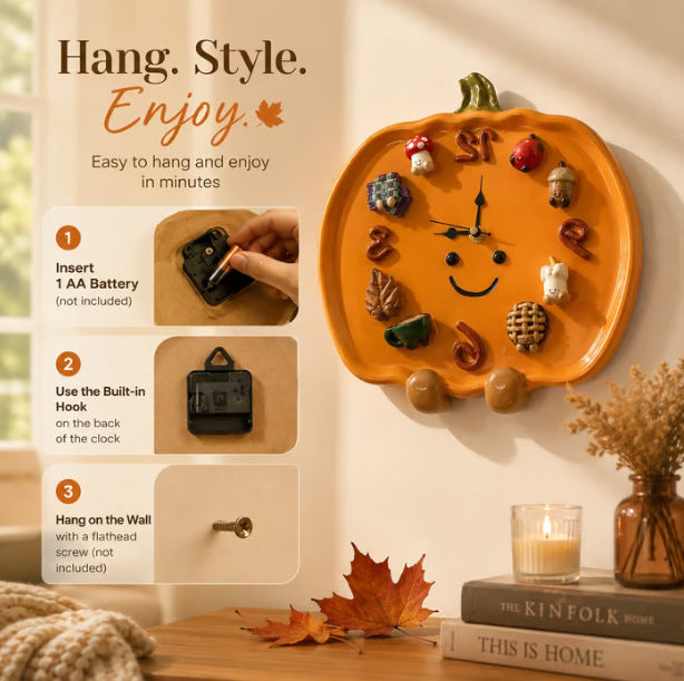 🍂 Bring autumn and smiles into your home. This handmade pumpkin clock isn't just a timepiece; it's your daily "emotional support buddy"✨
