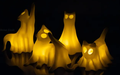 Ghost Cats with LED Tea Lights - Halloween Home Decor - Gifts for Cat Lovers - Office Desk Autumn Decor - 3D Printed Ghost Pet Night Light