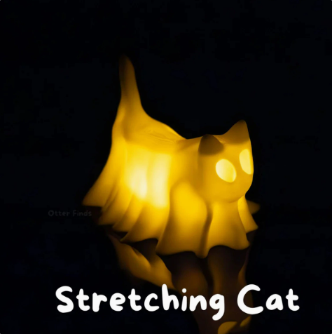 Ghost Cats with LED Tea Lights - Halloween Home Decor - Gifts for Cat Lovers - Office Desk Autumn Decor - 3D Printed Ghost Pet Night Light