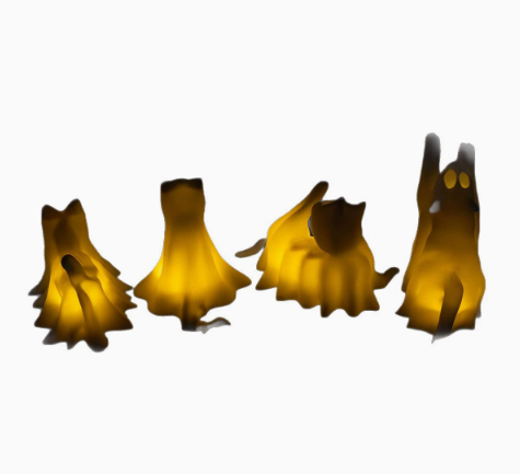 Ghost Cats with LED Tea Lights - Halloween Home Decor - Gifts for Cat Lovers - Office Desk Autumn Decor - 3D Printed Ghost Pet Night Light