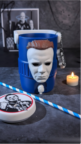 Horror 12oz Can Holder with Lid, Straw Topper & Can Opener | 3D Printed Horror Gift